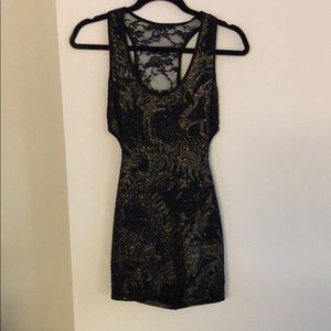 Windsor Black and Gold Open Back Dress